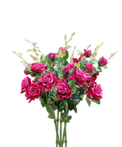 1-SOGA 8 Bunch Artificial Silk Rose 5 Heads Flower Fake Bridal Bouquet Table Decor Pink