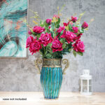 4-SOGA 8 Bunch Artificial Silk Rose 5 Heads Flower Fake Bridal Bouquet Table Decor Pink