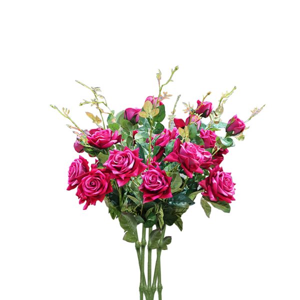1-SOGA 8 Bunch Artificial Silk Rose 5 Heads Flower Fake Bridal Bouquet Table Decor Pink
