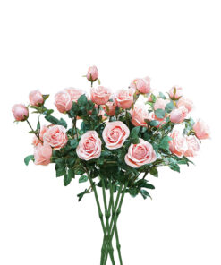 1-SOGA 8 Bunch Artificial Silk Rose 5 Heads Flower Fake Bridal Bouquet Table Decor Light Pink