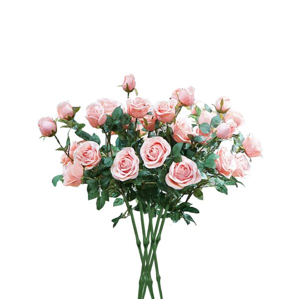 1-SOGA 8 Bunch Artificial Silk Rose 5 Heads Flower Fake Bridal Bouquet Table Decor Light Pink