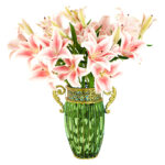 2-SOGA Green European Colored Glass Home Decor Jar Flower Vase with Two Metal Handle
