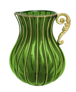 1-SOGA Green European Colored Glass Home Decor Jar Flower Vase with Metal Handle