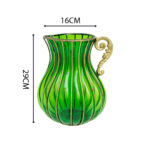 5-SOGA Green European Colored Glass Home Decor Jar Flower Vase with Metal Handle