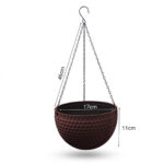 6-SOGA Coffee Small Hanging Resin Flower Pot Self Watering Basket Planter Outdoor Garden Decor