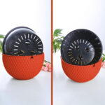 3-SOGA Red Small Hanging Resin Flower Pot Self Watering Basket Planter Outdoor Garden Decor