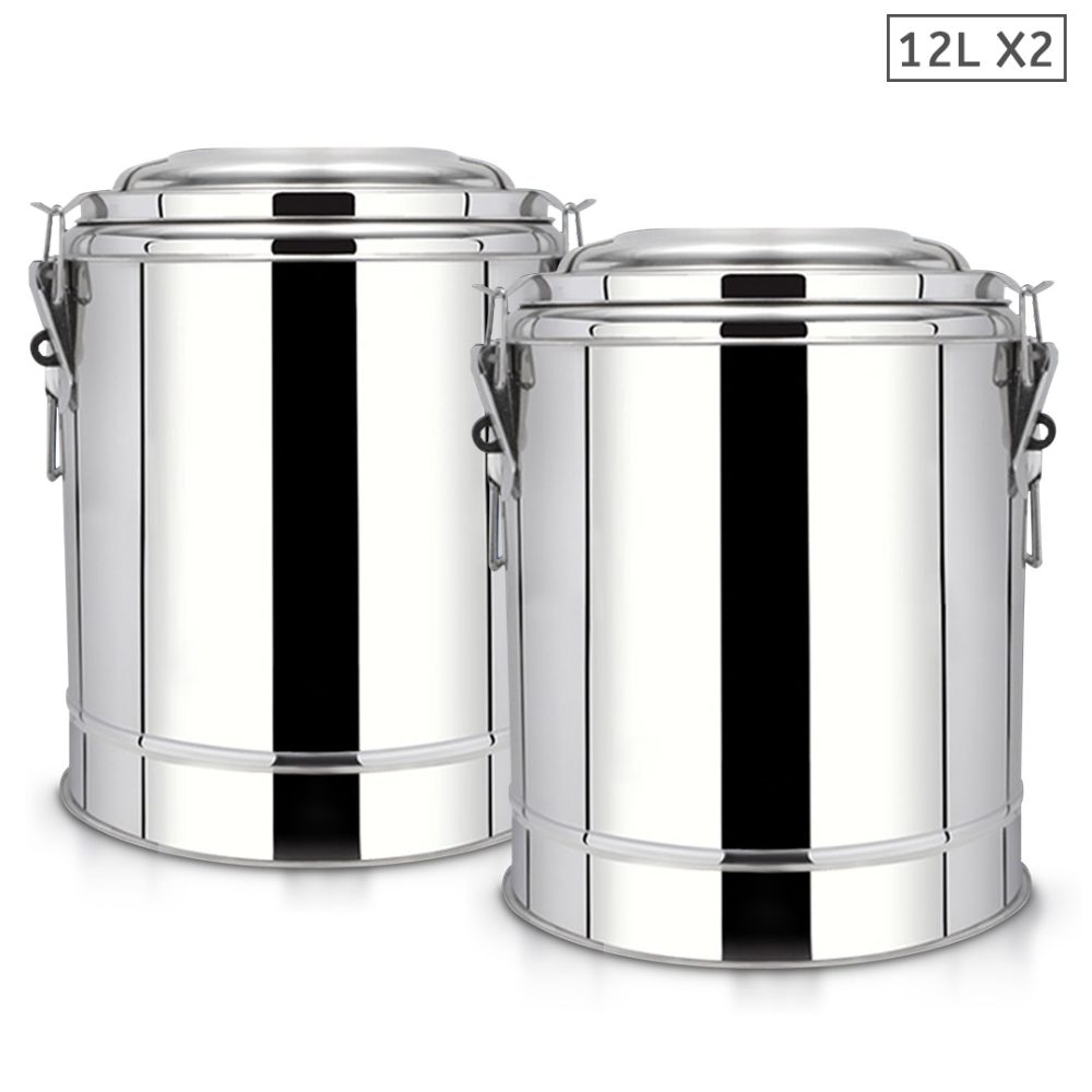 1-SOGA 2X 12L Stainless Steel Insulated Stock Pot Hot & Cold Beverage Container