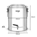 2-SOGA 2X 40L Stainless Steel Insulated Stock Pot Dispenser Hot & Cold Beverage Container With Tap