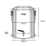 2-SOGA 2X 50L Stainless Steel Insulated Stock Pot Dispenser Hot & Cold Beverage Container With Tap