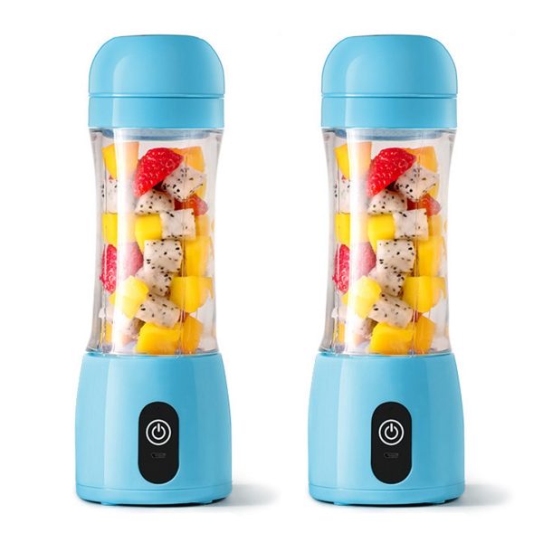 1-SOGA 2X 380ml Portable Mini USB Rechargeable Handheld Fruit Mixer Juicer Blue