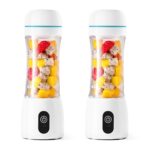 1-SOGA 2X 380ml Portable Mini USB Rechargeable Handheld Fruit Mixer Juicer White