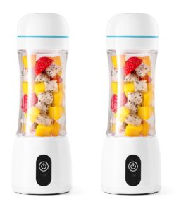 1-SOGA 2X 380ml Portable Mini USB Rechargeable Handheld Fruit Mixer Juicer White