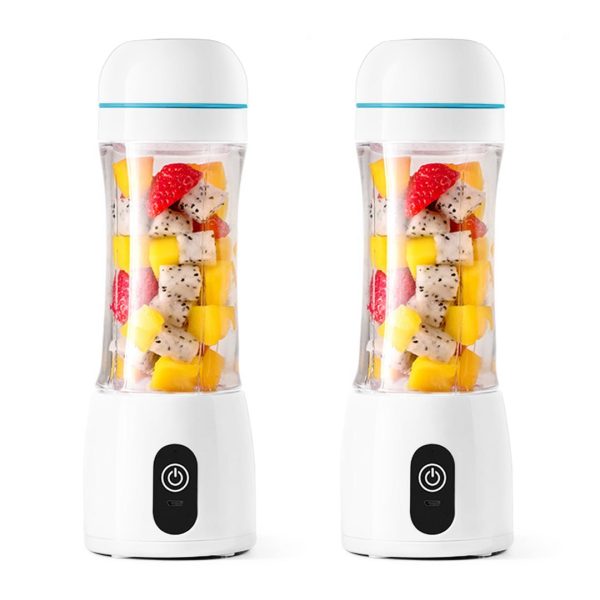1-SOGA 2X 380ml Portable Mini USB Rechargeable Handheld Fruit Mixer Juicer White
