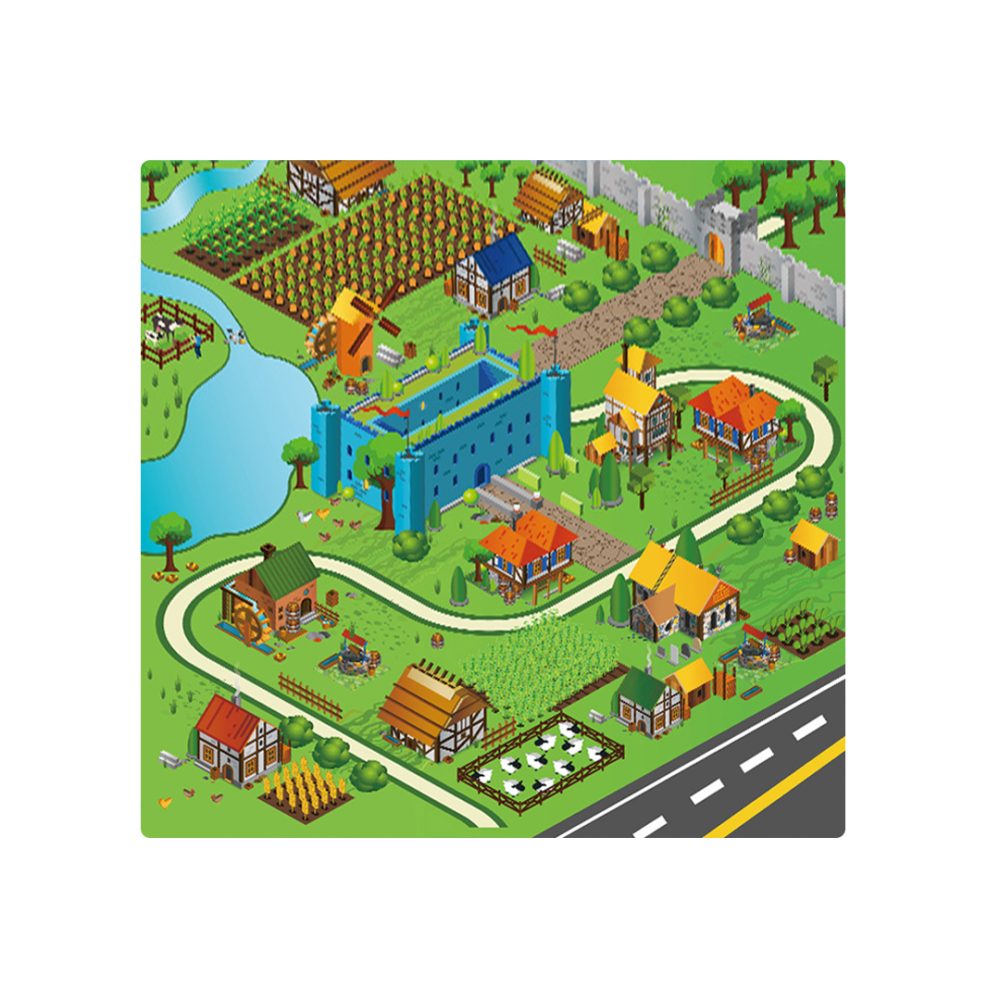 1-SOGA 120cm Kids Rug Street Map Play Mat