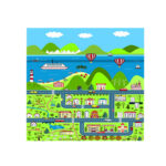 1-SOGA 120cm Kids Rug Street Map Play Mat