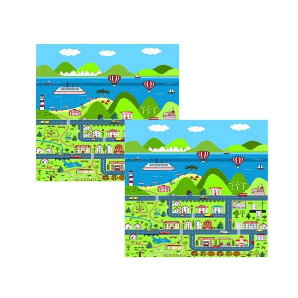 1-SOGA 2X 120cm Kids Rug Street Map Play Mat