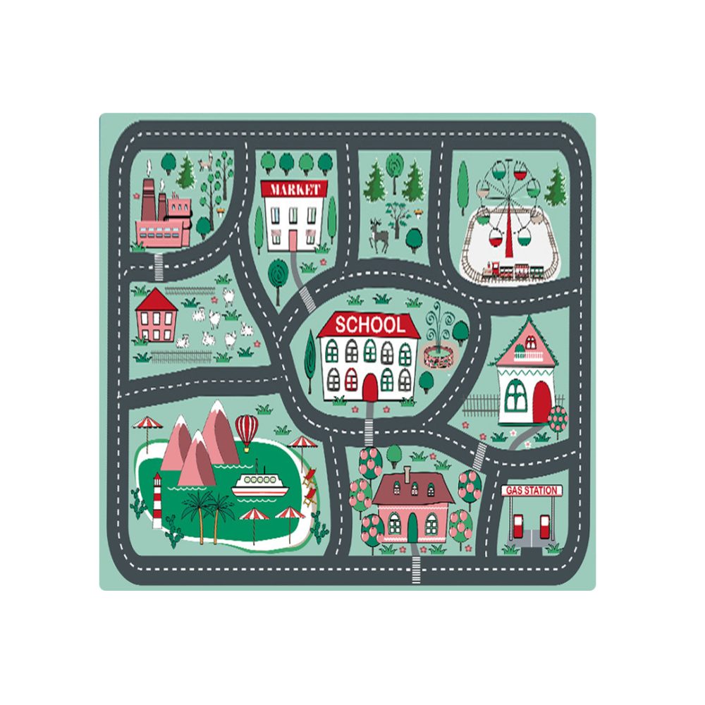 1-SOGA 120cm Kids Rug Street Map Play Mat