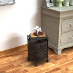 2-SOGA 2 Tier Steel Round Rotating Kitchen Cart Multi-Functional Shelves Portable Storage Organizer with Wheels