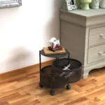 4-SOGA 2 Tier Steel Round Rotating Kitchen Cart Multi-Functional Shelves Portable Storage Organizer with Wheels