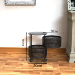 7-SOGA 2 Tier Steel Round Rotating Kitchen Cart Multi-Functional Shelves Portable Storage Organizer with Wheels