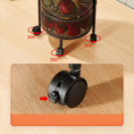 6-SOGA 2X 2 Tier Steel Round Rotating Kitchen Cart Multi-Functional Shelves Portable Storage Organizer with Wheels
