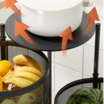 7-SOGA 2X 3 Tier Steel Round Rotating Kitchen Cart Multi-Functional Shelves Portable Storage Organizer with Wheels