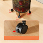 8-SOGA 2X 3 Tier Steel Round Rotating Kitchen Cart Multi-Functional Shelves Portable Storage Organizer with Wheels