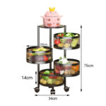 2-SOGA 4 Tier Steel Round Rotating Kitchen Cart Multi-Functional Shelves Portable Storage Organizer with Wheels