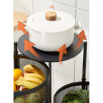 6-SOGA 4 Tier Steel Round Rotating Kitchen Cart Multi-Functional Shelves Portable Storage Organizer with Wheels