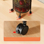 7-SOGA 4 Tier Steel Round Rotating Kitchen Cart Multi-Functional Shelves Portable Storage Organizer with Wheels