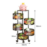 2-SOGA 5 Tier Steel Round Rotating Kitchen Cart Multi-Functional Shelves Portable Storage Organizer with Wheels