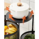 6-SOGA 5 Tier Steel Round Rotating Kitchen Cart Multi-Functional Shelves Portable Storage Organizer with Wheels