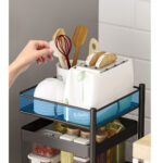 5-SOGA 4 Tier Steel Square Rotating Kitchen Cart Multi-Functional Shelves Portable Storage Organizer with Wheels