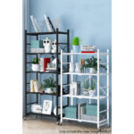 3-SOGA 2X 5 Tier Steel Black Foldable Display Stand Multi-Functional Shelves Portable Storage Organizer with Wheels