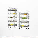 5-SOGA 3 Tier Steel Black Bee Mesh Kitchen Cart Multi-Functional Shelves Portable Storage Organizer with Wheels