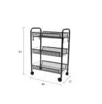 7-SOGA 3 Tier Steel Black Bee Mesh Kitchen Cart Multi-Functional Shelves Portable Storage Organizer with Wheels