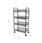 7-SOGA 4 Tier Steel Black Bee Mesh Kitchen Cart Multi-Functional Shelves Portable Storage Organizer with Wheels