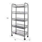 6-SOGA 2X 5 Tier Steel Black Bee Mesh Kitchen Cart Multi-Functional Shelves Portable Storage Organizer with Wheels