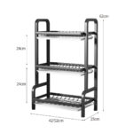 6-SOGA 3 Tier 62cm Steel Black Kitchen Countertop Drying Rack Dish Plate Cutlery Cutting Board Holder Dish Drainer Kitchen Organiser