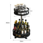 5-SOGA 2 Tier Steel Black Round Rotating Multi-Function Kitchen Portable Storage Spice Seasoning Kitchen Countertop Organiser Shelf