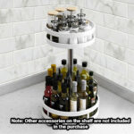 2-SOGA 2 Tier Steel White Round Rotating Multi-Function Kitchen Portable Storage Spice Seasoning Kitchen Countertop Organiser Shelf