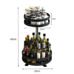 5-SOGA 2X 2 Tier Steel Black Round Rotating Multi-Function Kitchen Portable Storage Spice Seasoning Kitchen Countertop Organiser Shelf