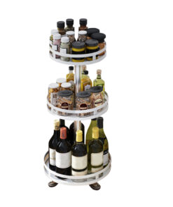 1-SOGA 3 Tier Steel White Round Rotating Multi-Function Kitchen Portable Storage Spice Seasoning Kitchen Countertop Organiser Shelf