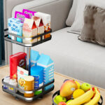 3-SOGA 2 Tier Steel Black Square Rotating Multi-Function Kitchen Portable Storage Spice Seasoning Kitchen Countertop Organiser Shelf