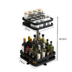 5-SOGA 2 Tier Steel Black Square Rotating Multi-Function Kitchen Portable Storage Spice Seasoning Kitchen Countertop Organiser Shelf