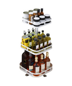 1-SOGA 3 Tier Steel White Square Rotating Multi-Function Kitchen Portable Storage Spice Seasoning Kitchen Countertop Organiser Shelf