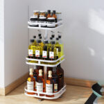 2-SOGA 2X 3 Tier Steel White Square Rotating Multi-Function Kitchen Portable Storage Spice Seasoning Kitchen Countertop Organiser Shelf