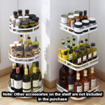 3-SOGA 2X 3 Tier Steel White Square Rotating Multi-Function Kitchen Portable Storage Spice Seasoning Kitchen Countertop Organiser Shelf