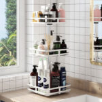 5-SOGA 2X 3 Tier Steel White Square Rotating Multi-Function Kitchen Portable Storage Spice Seasoning Kitchen Countertop Organiser Shelf