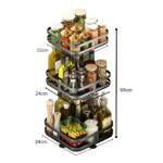 5-SOGA 2X 3 Tier Steel Black Square Rotating Multi-Function Kitchen Portable Storage Spice Seasoning Kitchen Countertop Organiser Shelf